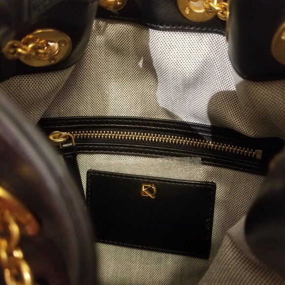 Donna Karan New York Plainview Chain Drawstring Crossbody Bag in Black - Picture 12 of 15